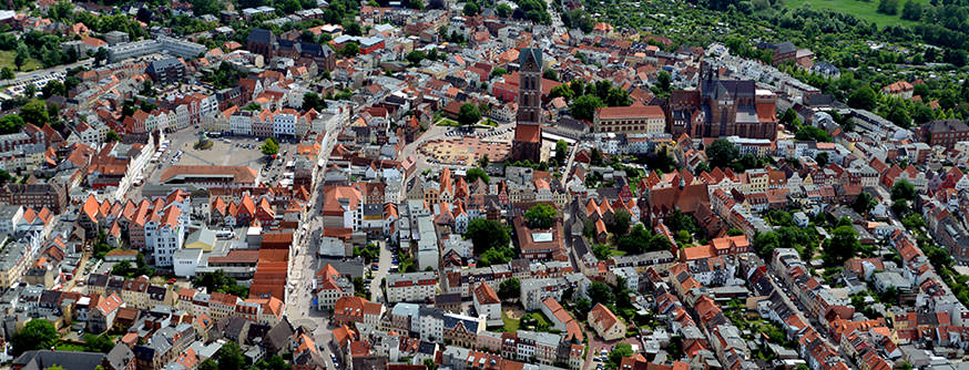 Luftbild der Wismarer Innenstadt